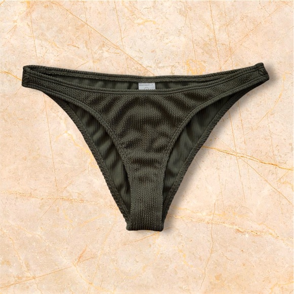 Good American New L/XL Textured Always Fits Bikini Swimsuit Bottom Olive - Picture 3 of 7